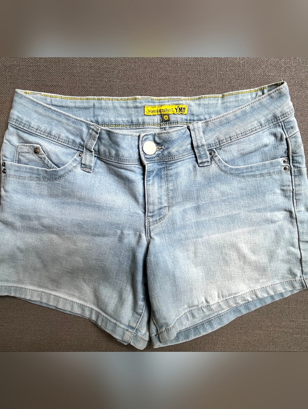 YMI Light Blue Washed Denim Shorts, Size 5